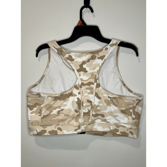 Torrid Active Neutral Beige Camo Print Racerback Zip From Sports Bra Size 3 EUC! - Picture 3 of 5